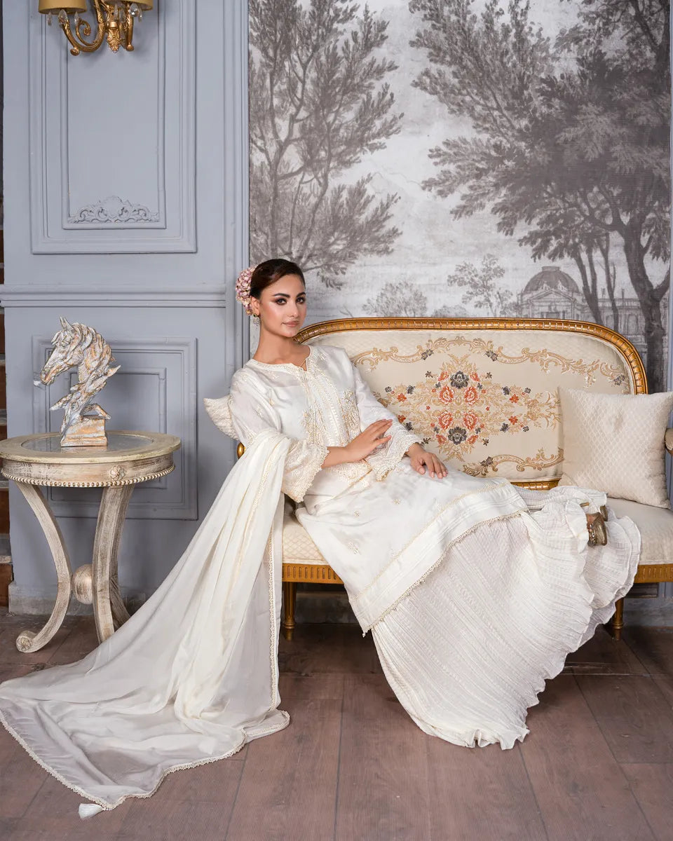 AQ-001 Embroided Partywear Stitched 3 pcs