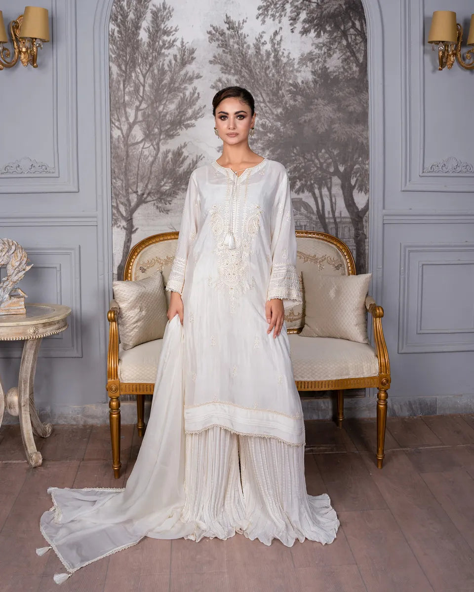 AQ-001 Embroided Partywear Stitched 3 pcs