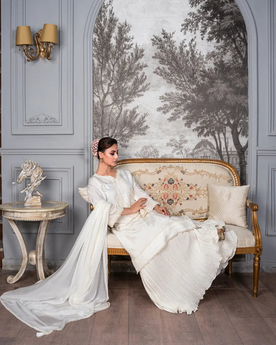 AQ-001 Embroided Partywear Stitched 3 pcs