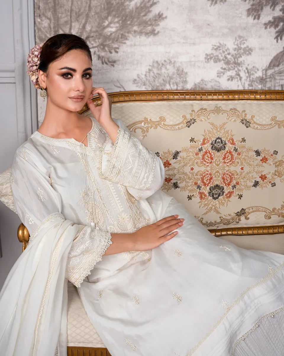 AQ-001 Embroided Partywear Stitched 3 pcs