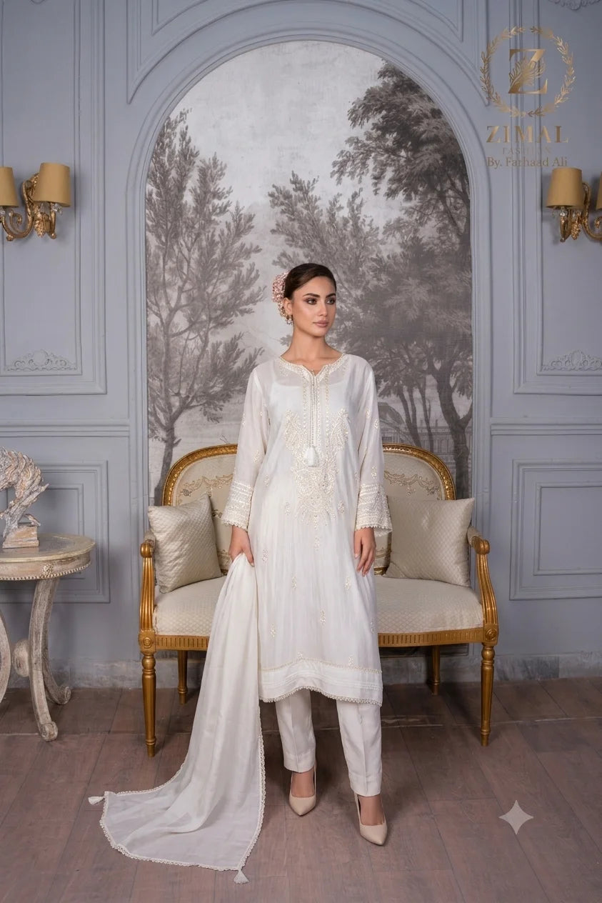 AQ-001 Embroided Partywear Stitched 3 pcs