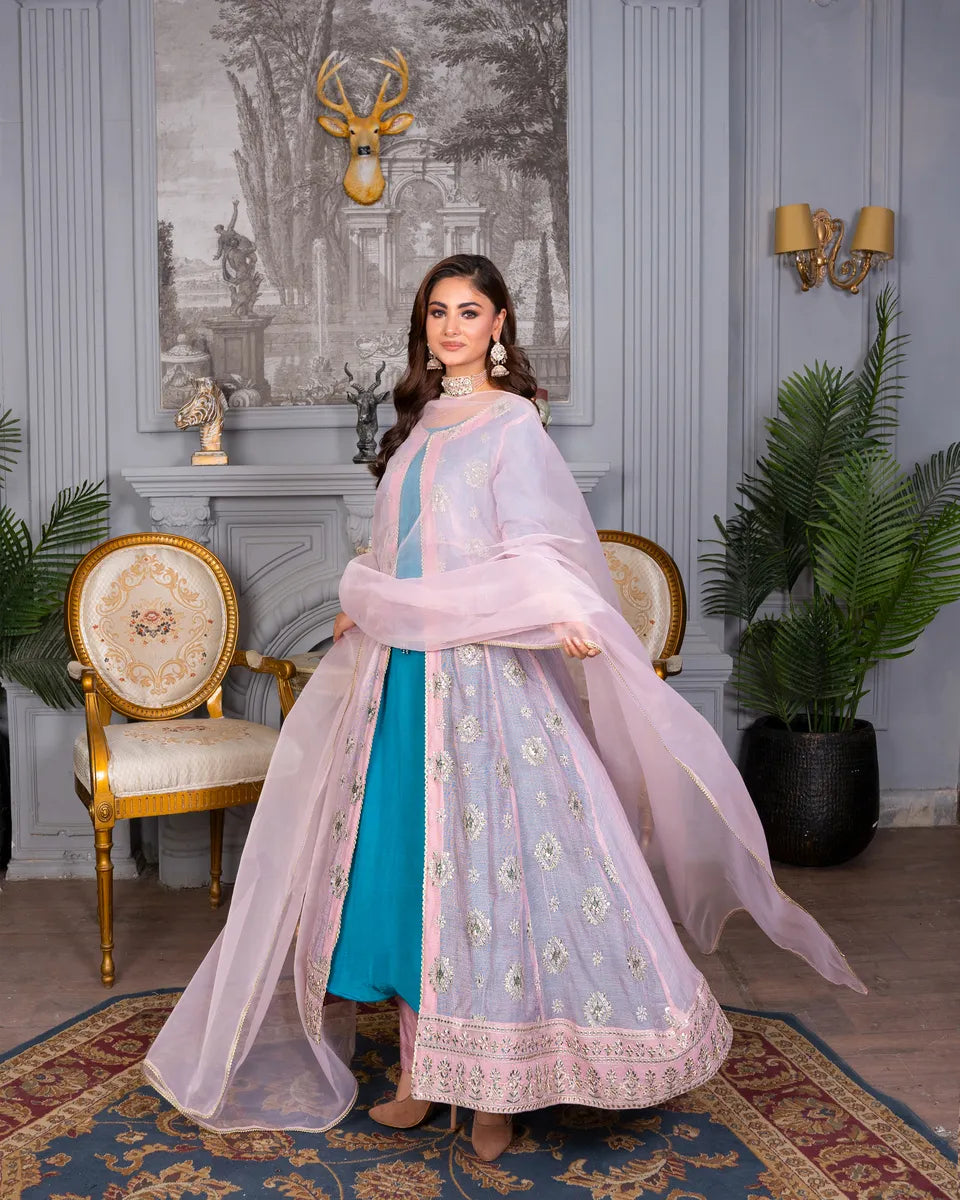 AQ-003 Embroided Partywear Stitched 4 pcs