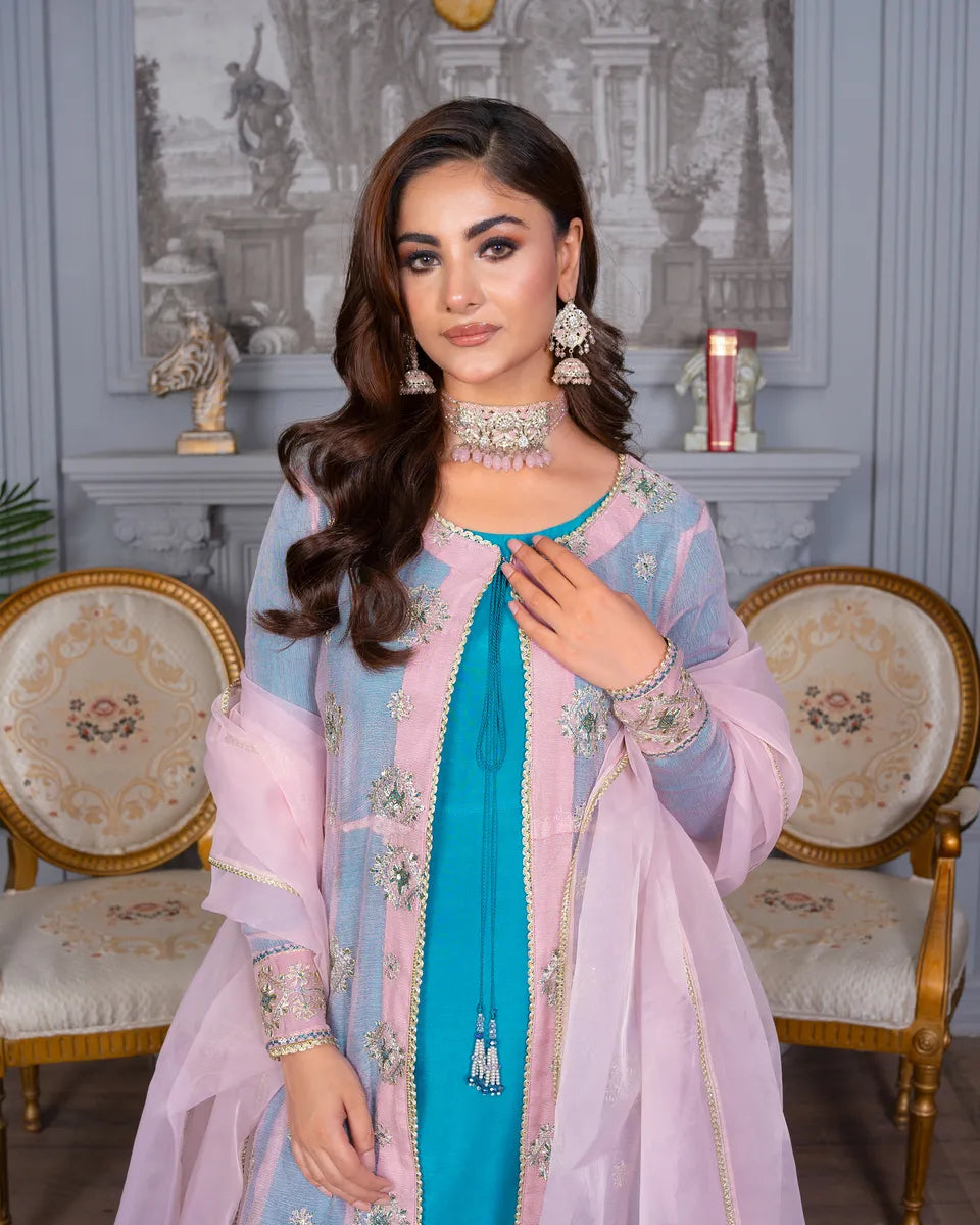 AQ-003 Embroided Partywear Stitched 4 pcs