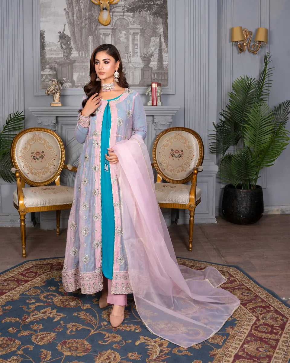 AQ-003 Embroided Partywear Stitched 4 pcs