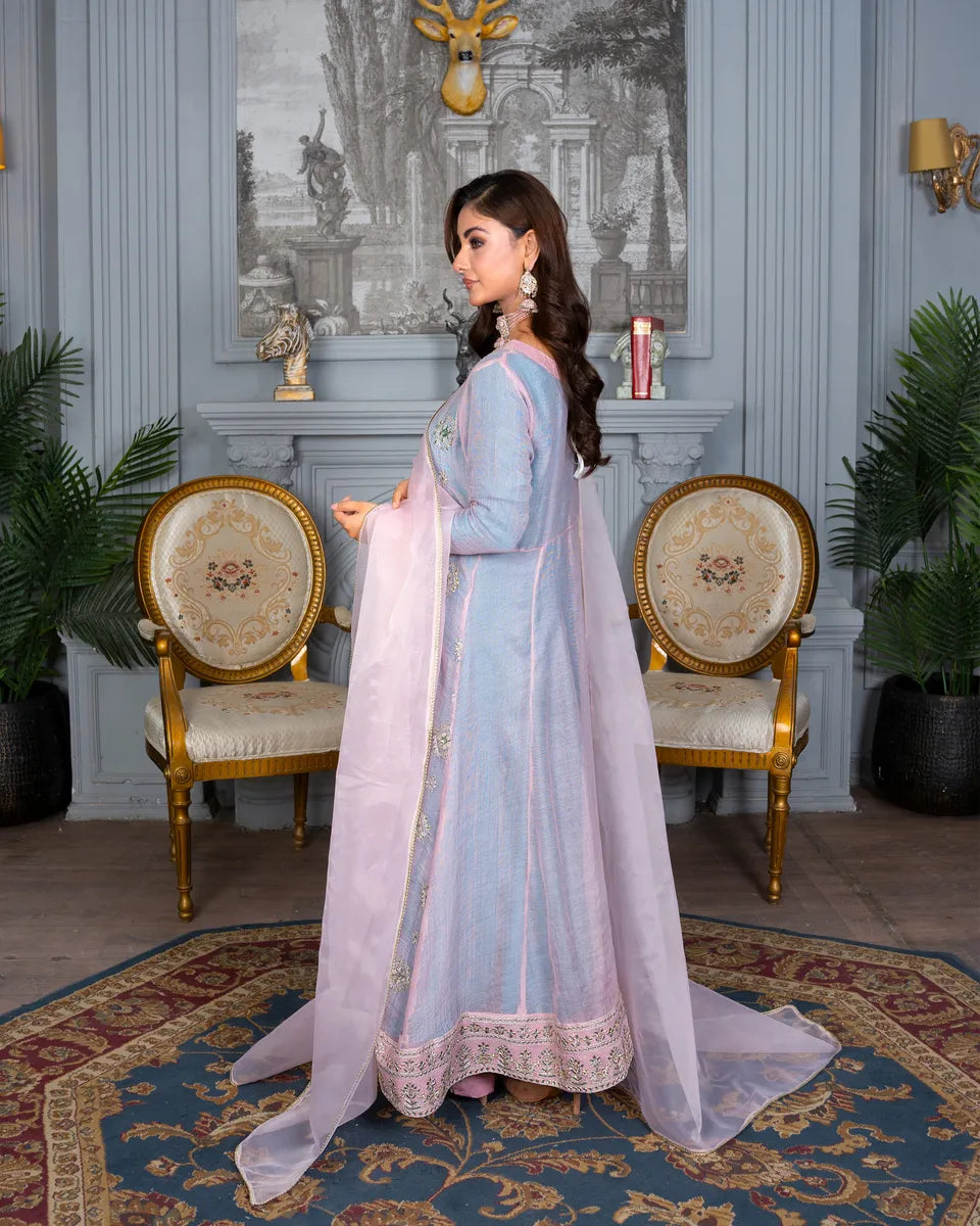 AQ-003 Embroided Partywear Stitched 4 pcs