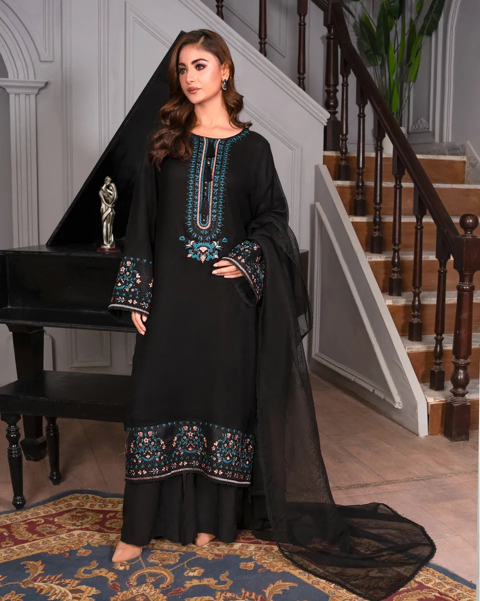 AQ-005 Embroided Partywear Stitched 3 pcs