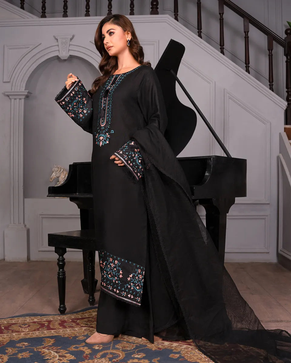 AQ-005 Embroided Partywear Stitched 3 pcs