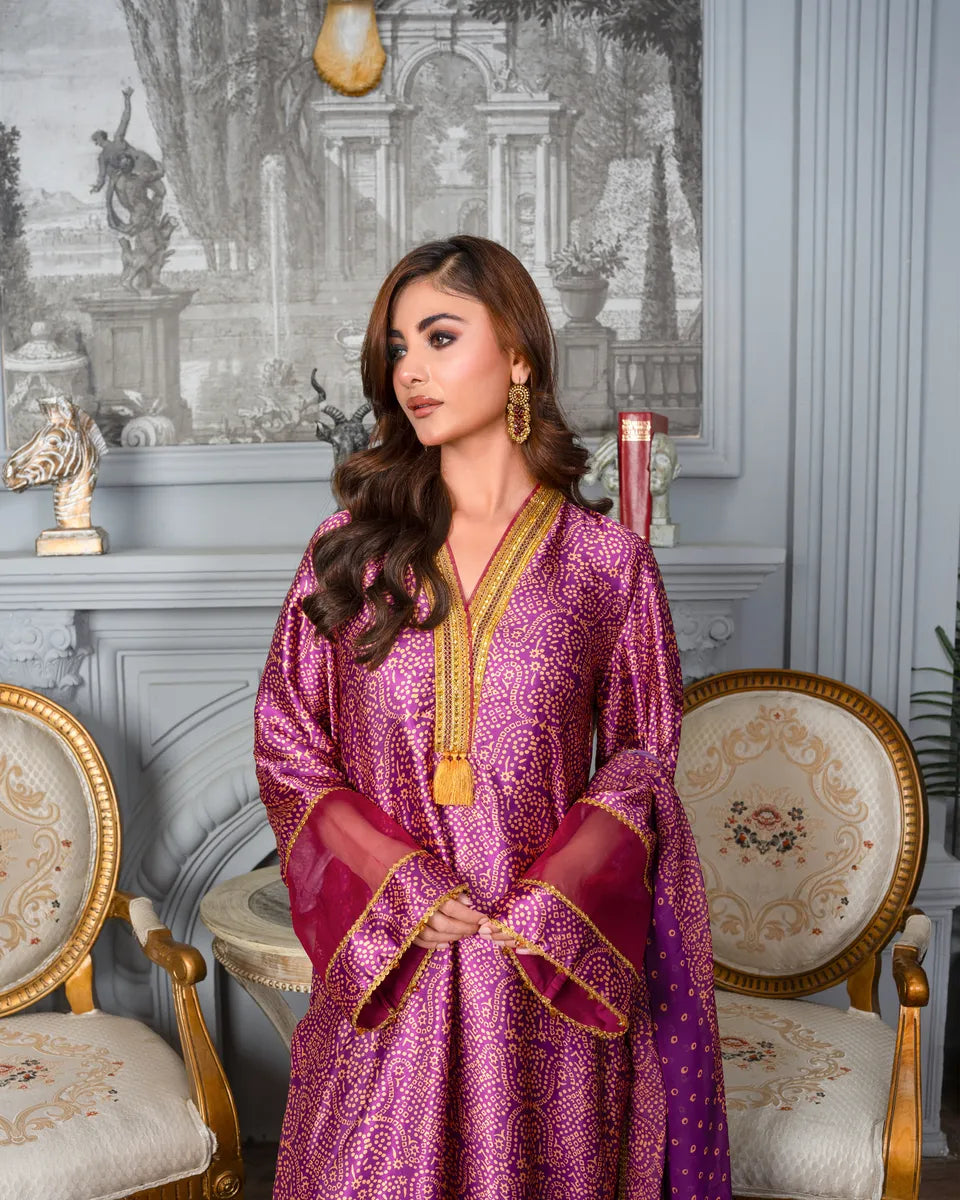 AQ-007 Printed Partywear Stitched 3 pcs